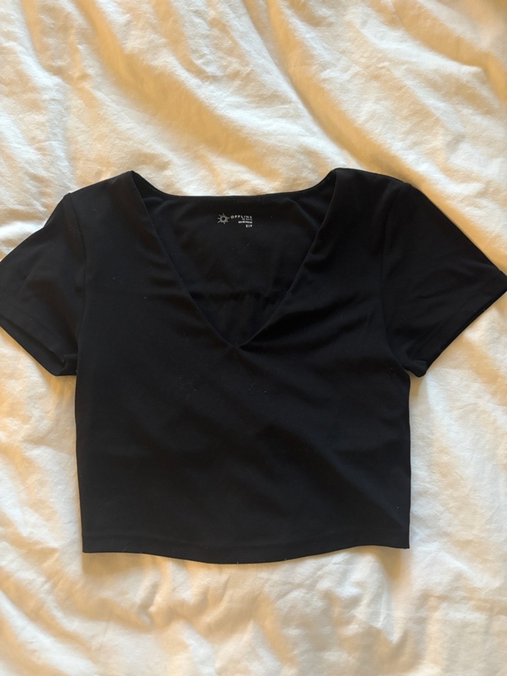 Aerie Black Crop Top/Workout Top